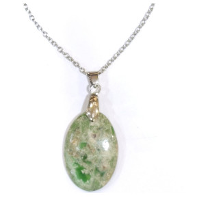 Pendentif Variscite avec Chaîne Acier Inox 44cm