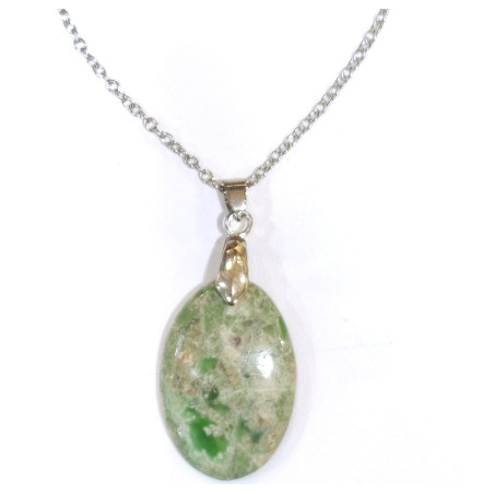 Pendentif Variscite avec Chaîne Acier Inox 44cm