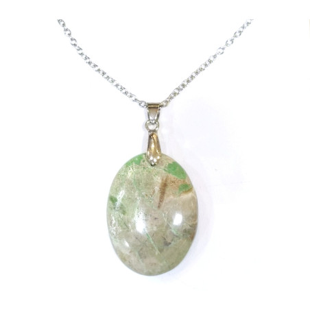 Pendentif Variscite avec Chaîne Acier Inox 44cm