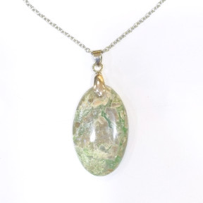 Pendentif Variscite avec Chaîne Acier Inox 44cm