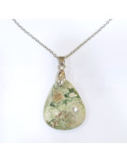 Pendentif Variscite avec Chaîne Acier Inox 44cm
