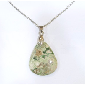 Pendentif Variscite avec Chaîne Acier Inox 44cm