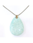 Pendentif Amazonite avec Chaîne Acier Inox 60cm