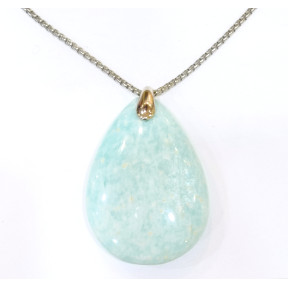 Pendentif Amazonite avec Chaîne Acier Inox 60cm