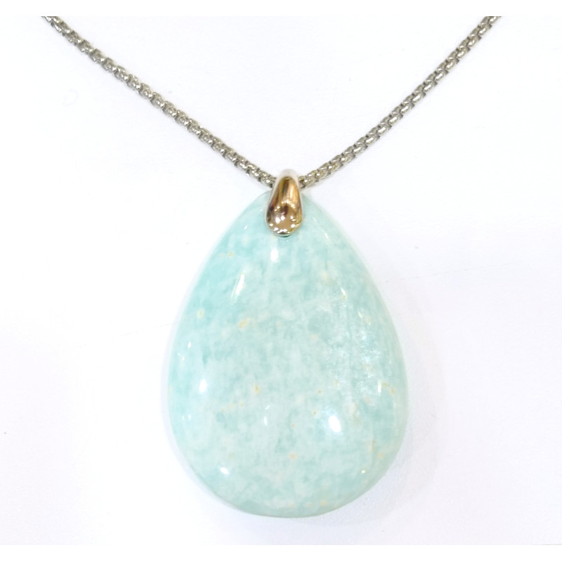 Pendentif Amazonite avec Chaîne Acier Inox 60cm