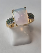 Bague Opale et Emeraude Argent 925 plaqué or Taille 55