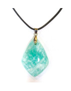 Pendentif Amazonite Losange avec Cordon Noir 44cm + 5cm