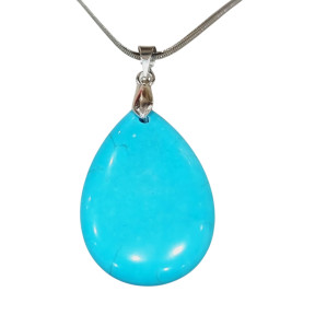 Pendentif Turquoise avec Chaîne Acier Inox 44cm