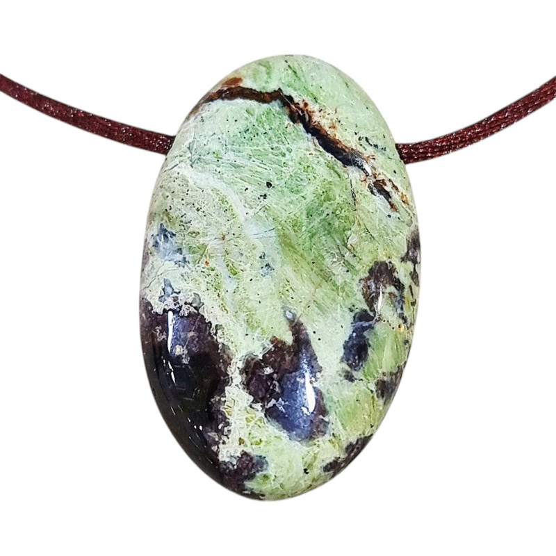 Pendentif Opale Ovale avec Cordon Réglable Marron