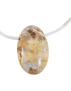 Pendentif Opale Ovale avec Cordon Réglable Beige