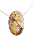 Pendentif Opale Ovale avec Cordon Réglable Beige