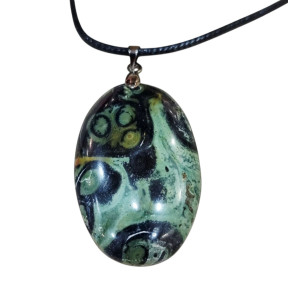 Pendentif Jaspe Kambaba Ovale avec Cordon 44cm + 5cm
