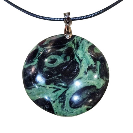 Pendentif Jaspe Kambaba Rond avec Cordon 44cm + 5cm