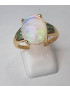 Bague Opale et Emeraude Argent 925 plaqué or Taille 55