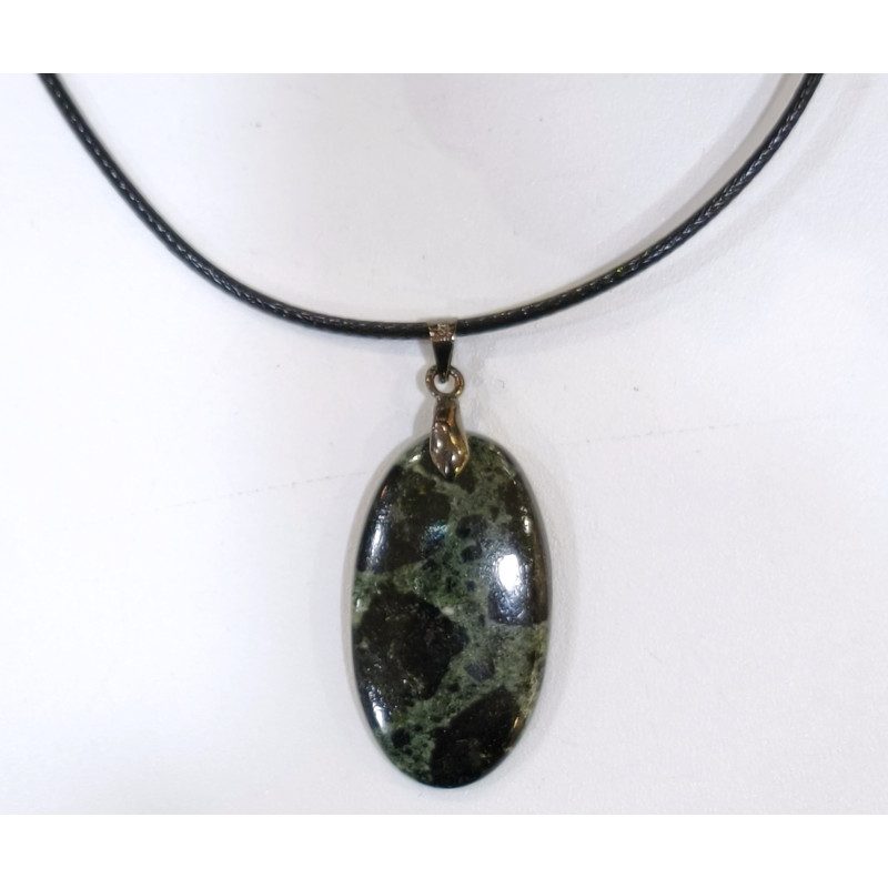 Pendentif Jaspe Galaxie Etoilée Ovale avec Cordon 44cm + 5cm