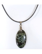 Pendentif Jaspe Galaxie Etoilée Ovale avec Cordon 44cm + 5cm