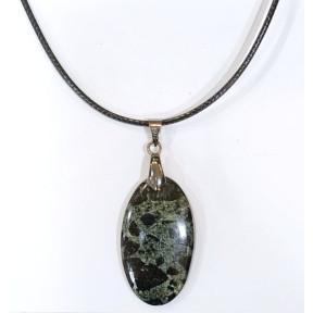 Pendentif Jaspe Galaxie Etoilée Ovale avec Cordon 44cm + 5cm