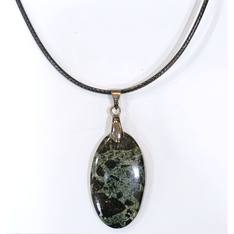 Pendentif Jaspe Galaxie Etoilée Ovale avec Cordon 44cm + 5cm