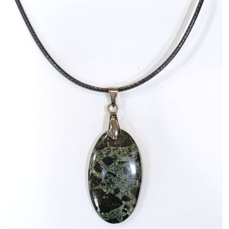 Pendentif Jaspe Galaxie Etoilée Ovale avec Cordon 44cm + 5cm