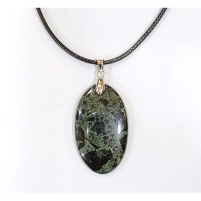 Pendentif Jaspe Galaxie Etoilée Ovale avec Cordon 44cm + 5cm