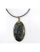 Pendentif Jaspe Galaxie Etoilée Ovale avec Cordon 44cm + 5cm