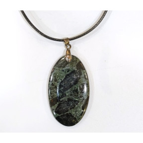 Pendentif Jaspe Galaxie Etoilée Ovale avec Cordon 44cm + 5cm