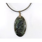 Pendentif Jaspe Galaxie Etoilée Ovale avec Cordon 44cm + 5cm