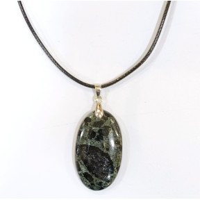 Pendentif Jaspe Galaxie Etoilée Ovale avec Cordon 44cm + 5cm