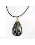 Pendentif Jaspe Galaxie Etoilée Goutte avec Cordon 44cm + 5cm