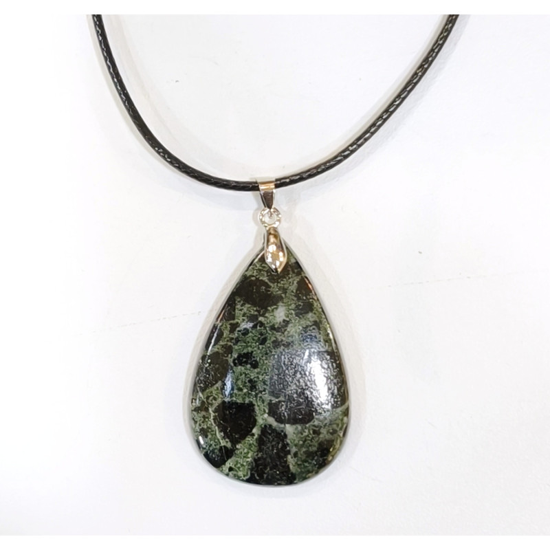 Pendentif Jaspe Galaxie Etoilée Goutte avec Cordon 44cm + 5cm