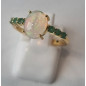 Bague Opale et Emeraude Argent 925 plaqué or Taille 54