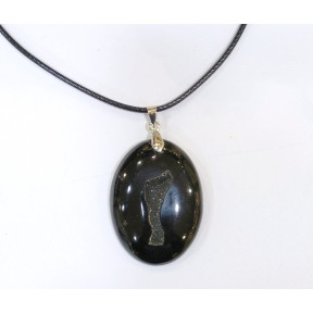 Pendentif Onyx Ovale avec Cordon Noir 44cm + 5cm