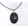 Pendentif Onyx Ovale avec Cordon Noir 44cm + 5cm
