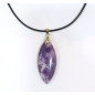 Pendentif Lépidolite Navette avec Cordon Noir 44cm + 5cm