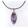Pendentif Lépidolite Navette avec Cordon Noir 44cm + 5cm