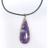 Pendentif Lépidolite Goutte avec Cordon Noir 44cm + 5cm