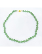 Collier Aventurine Verte Pierres Rondes Facettées 44cm