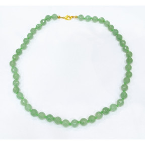 Collier Aventurine Verte Pierres Rondes Facettées 44cm