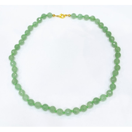 Collier Aventurine Verte Pierres Rondes Facettées 44cm