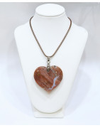 Pendentif Jaspe Bréchique Cœur avec Cordon 44cm + 5cm