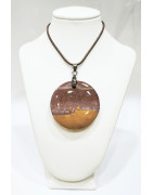 Pendentif Jaspe Mokaïte Rond avec Cordon 44cm + 5cm