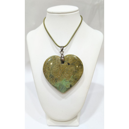Pendentif Jade de Nouvelle-Zélande Cœur avec Cordon 44cm + 5cm