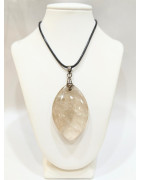Pendentif Cristal de Roche Navette avec Cordon 44cm + 5cm