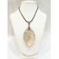 Pendentif Cristal de Roche Navette avec Cordon 44cm + 5cm