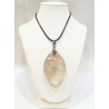 Pendentif Cristal de Roche Navette avec Cordon 44cm + 5cm