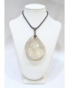 Pendentif Cristal de Roche avec Cordon 44cm + 5cm