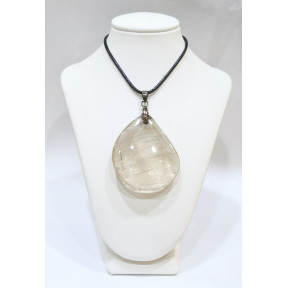 Pendentif Cristal de Roche avec Cordon 44cm + 5cm