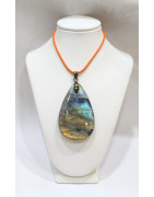 Pendentif Labradorite Goutte avec Cordon 44cm + 5cm
