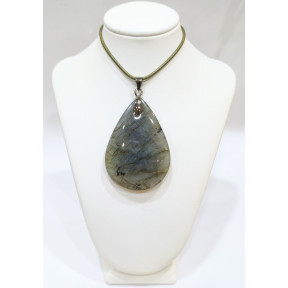 Pendentif Labradorite Goutte avec Cordon 44cm + 5cm