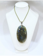 Pendentif Labradorite Ovale avec Cordon 44cm + 5cm